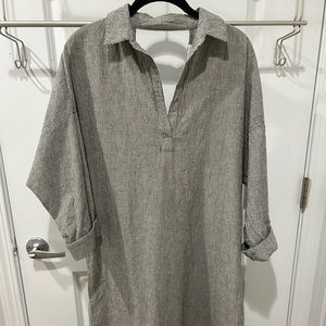 It Is Well LA cotton linen pinstripe midi dress